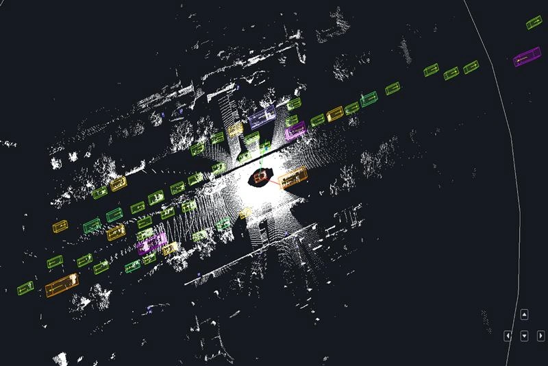 3D LiDAR point cloud with bounding box annotations for autonomous driving