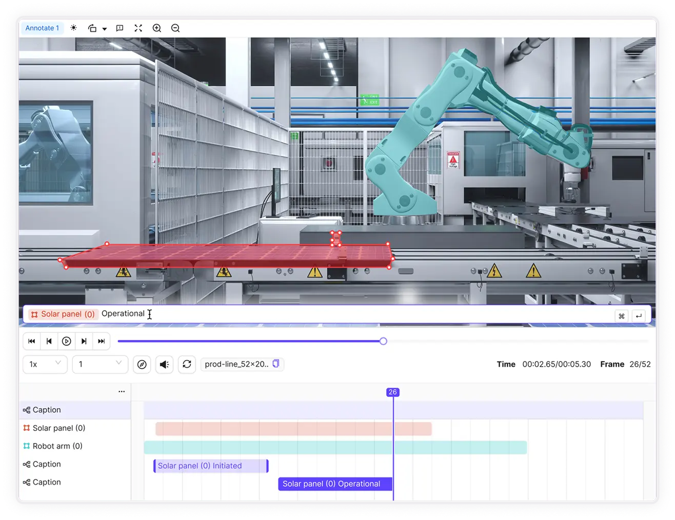 Video annotation platform tracking industrial robotics and solar panels